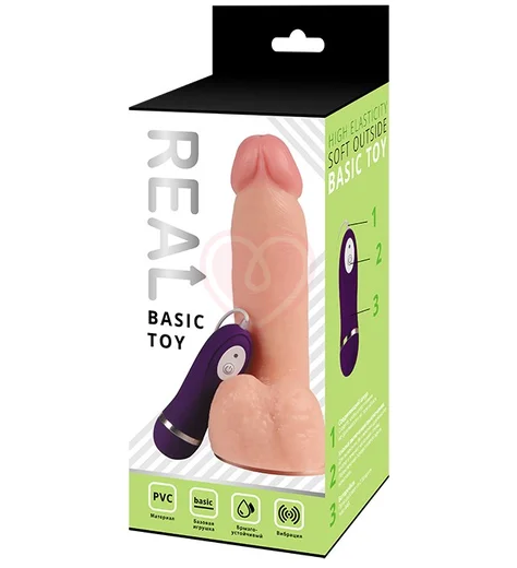 Реалистичный вибратор с мошонкой и пультом Real Basic Toy 20 см фото 2