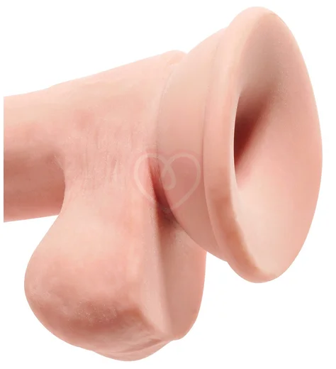 Фаллоимитатор с мошонкой на присоске King Cock Triple Density 14 см телесный фото 3