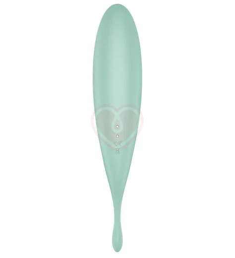 Двухсторонний вакуумный вибростимулятор Twirling Pro+ с приложением нежно-зелёный фото 4