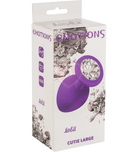 Большая анальная пробка Emotions Cutie Large фиолетовая с белым кристаллом фото 3