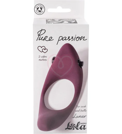Эрекционное кольцо с двумя вибропулями Pure Passion Lunar бордовое фото 3