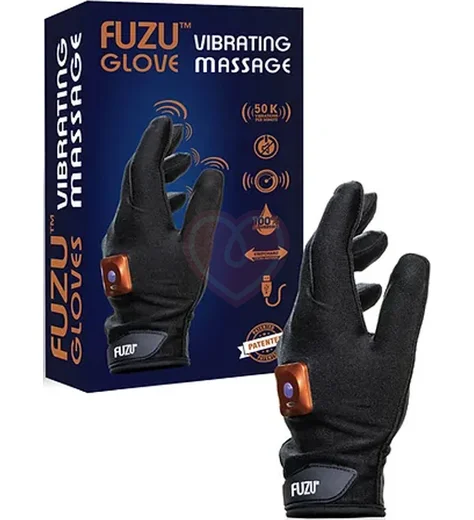 Левая массажная перчатка с вибрацией Fuzu Vibrating Massage Glove M чёрная фото 3