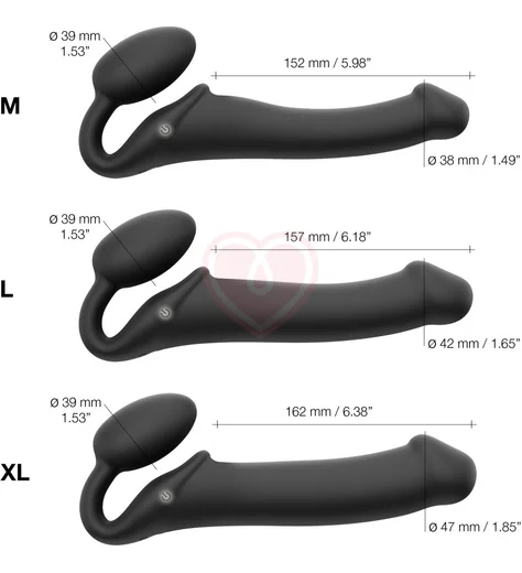 Безремневой страпон с вибрацией и пультом управления Strap-on-me XL чёрный фото 3