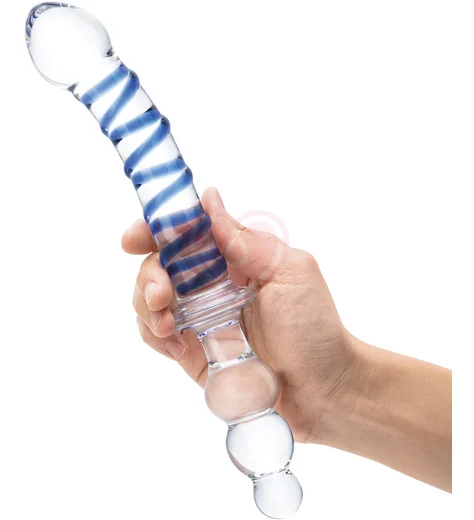 Двусторонний стеклянный рельефный фаллоимитатор Glas Twister фото 2