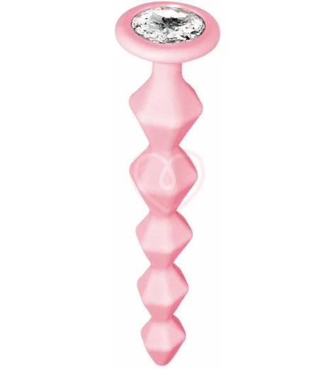 Анальная цепочка с кристаллом Emotions Buddy розовая фото 2