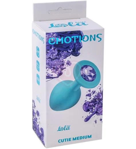 Средняя анальная пробка Emotions Cutie Medium бирюзовая с фиолетовым кристаллом фото 3