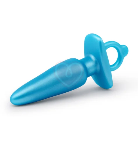 Анальная пробка с ограничительным кольцом Sleek Plug голубая фото 5