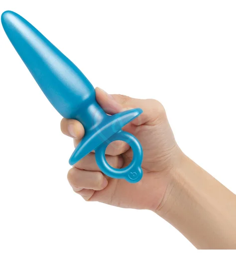 Анальная пробка с ограничительным кольцом Sleek Plug голубая фото 6