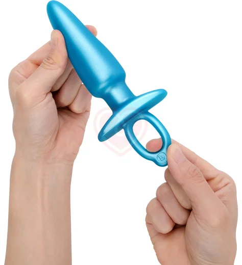 Анальная пробка с ограничительным кольцом Sleek Plug голубая фото 8