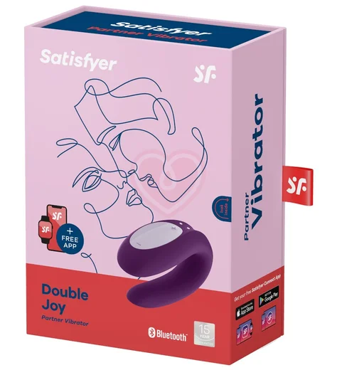 Вибратор для пар с управлением от приложения Satisfyer Double Joy фиолетовый фото 2