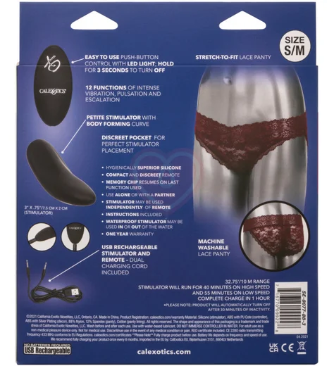 Вибратор для клитора с пультом Lace Panty Set S/M бордовый фото 2