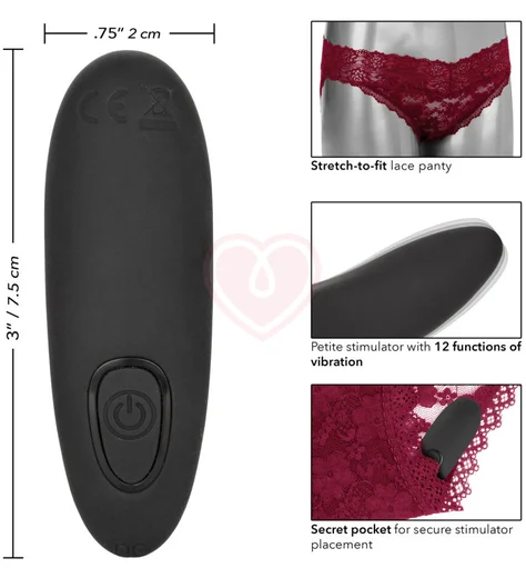 Вибратор для клитора с пультом Lace Panty Set S/M бордовый фото 5