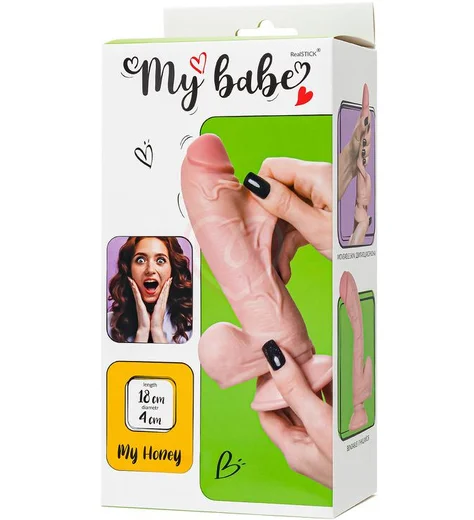Реалистичный гнущийся фаллоимитатор на присоске My Babe My Honey телесный 14 см фото 10