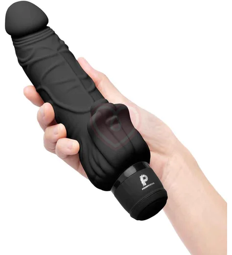 Реалистичный вибратор с клиторальным стимулятором PowerCocks чёрный фото 5