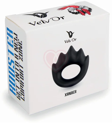 Эрекционное кольцо с массажными гребнями Velv'Or Rooster Xander черное фото 4