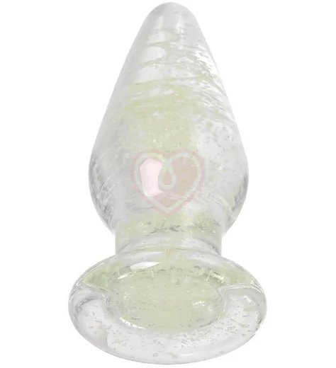 Стеклянная анальная пробка светящаяся в темноте Sexus Glass прозрачная фото 2