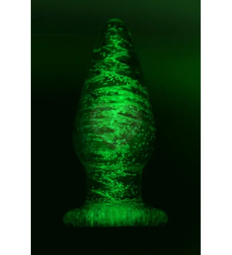 Стеклянная анальная пробка светящаяся в темноте Sexus Glass прозрачная фото 5