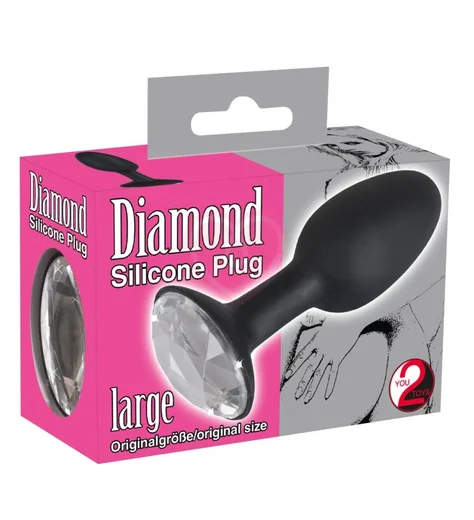 Силиконовая анальная пробка с кристаллом Diamond размер L фото 3