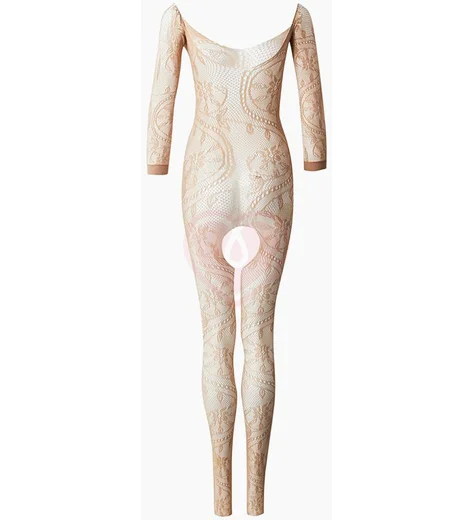 Боди-комбинезон с доступом длинными рукавами и открытыми плечами Impulse бежевый фото 6