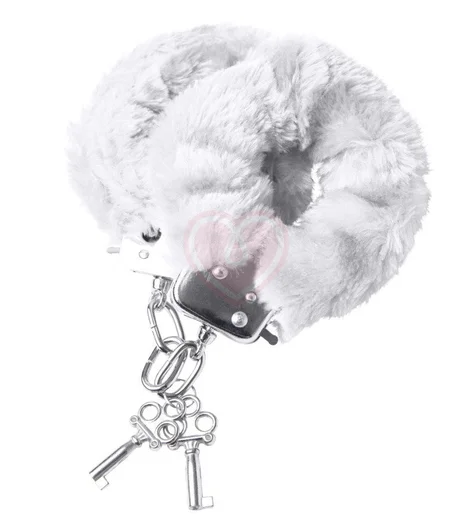 Наручники с мехом ToyFa Theatre Fur белые фото 3