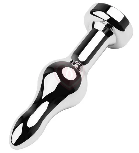 Вытянутая анальная пробка с кристаллом красного цвета ToyFa Metal фото 2