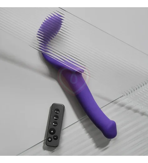 Безремневой страпон с вибрацией и пультом управления Strap-on-me XL фиолетовый фото 3