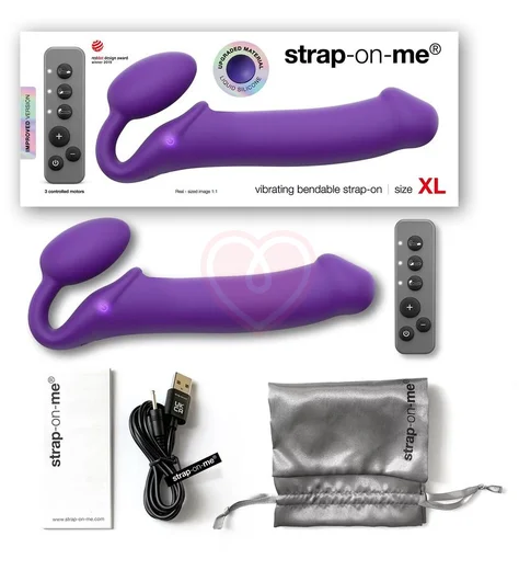 Безремневой страпон с вибрацией и пультом управления Strap-on-me XL фиолетовый фото 4