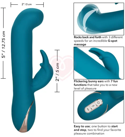Вибратор-кролик с подвижной головкой Signature Rocking G Rabbit бирюзовый фото 5