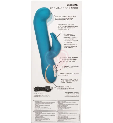 Вибратор-кролик с подвижной головкой Signature Rocking G Rabbit бирюзовый фото 8