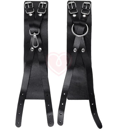 Оковы на ноги с короткой сцепкой-карабином Pecado BDSM черные фото 3