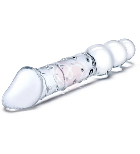 Двусторонний стеклянный рельефный фаллоимитатор Glas Double Ended фото 2