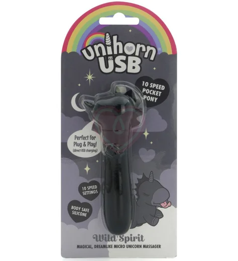 Вибропуля Unihorn Usb Wild Spirit со стимуляцией язычком чёрная фото 3