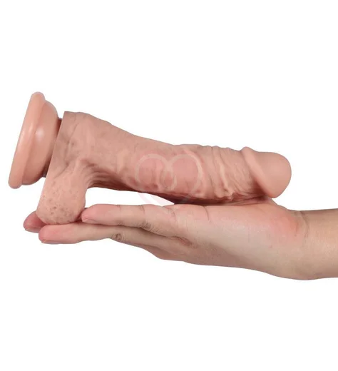 Реалистичный силиконовый фаллоимитатор Real с мошонкой на присоске 13 см фото 3