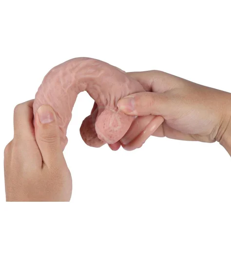 Реалистичный силиконовый фаллоимитатор Real с мошонкой на присоске 13 см фото 4