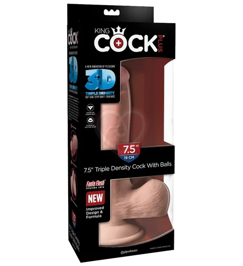 Фаллоимитатор с мошонкой на присоске King Cock Triple Density 16,5 см телесный фото 2