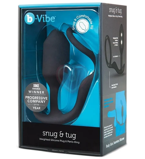 Утяжелённая анальная вибропробка с эрекционным кольцом b-Vibe Snug & Tug фото 6