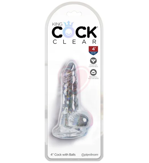 Маленький фаллоимитатор с мошонкой на присоске King Cock Clear 8 см прозрачный фото 4