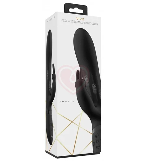 Вибратор Amoris с двигающимися бусинами и клиторальным стимулятором чёрный фото 4