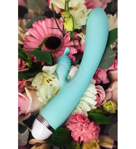 Вибратор с клиторальным стимулятором Flovetta Iris бирюзовый фото 3