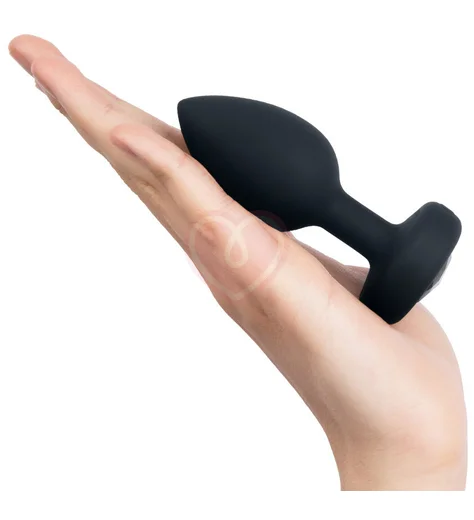 Вибропробка b-Vibe Vibrating Jewel Plug с кристаллом и пультом чёрная фото 3