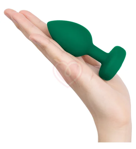 Вибропробка b-Vibe Vibrating Jewel Plug с кристаллом и пультом зелёная фото 6