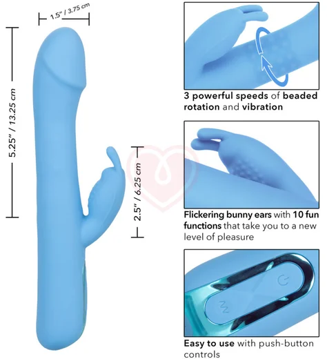 Вибратор-кролик с ротацией Elite Rotating Rabbit голубой фото 5