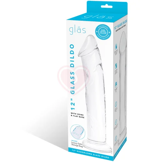 Стеклянный реалистичный фаллоимитатор Glass Dildo With Veins Flat Base прозрачный фото 2