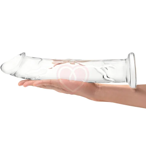 Стеклянный реалистичный фаллоимитатор Glass Dildo With Veins Flat Base прозрачный фото 4