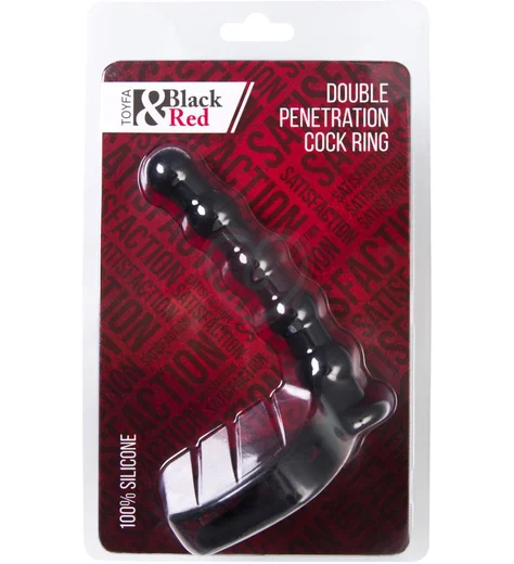 Фактурная насадка для двойного проникновения Toyfa Double Penetration чёрная фото 3