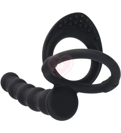 Фактурная насадка для двойного проникновения Toyfa Double Penetration чёрная фото 9