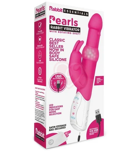 Вибратор хай-тек с шариками Pearls Rabbit розовый фото 4