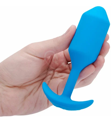 Утяжелённая вибропробка b-Vibe Vibrating Snug Plug 3 средняя голубая фото 4