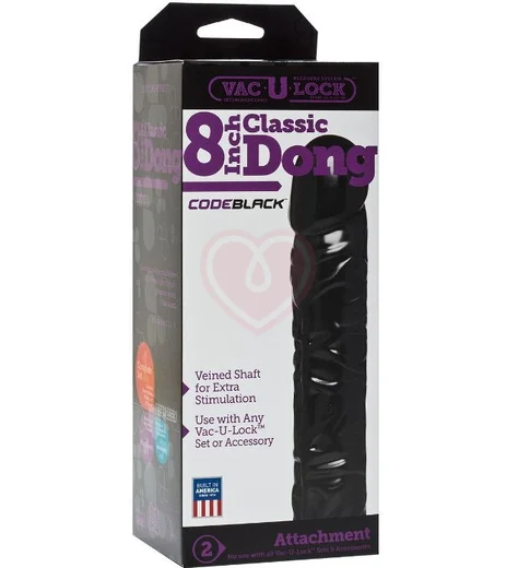 Насадка фаллоимитатор Vac-U-Lock CodeBlack Classic Dong 19 см черная фото 2