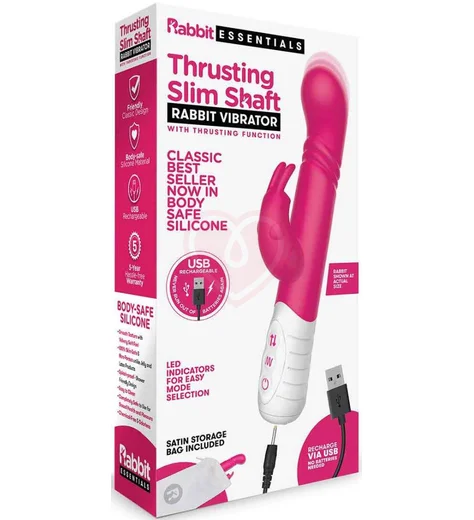 Вибратор-кролик с пульсирующей головкой Slim Shaft Thrusting G-Spot Rabbit розовый фото 11